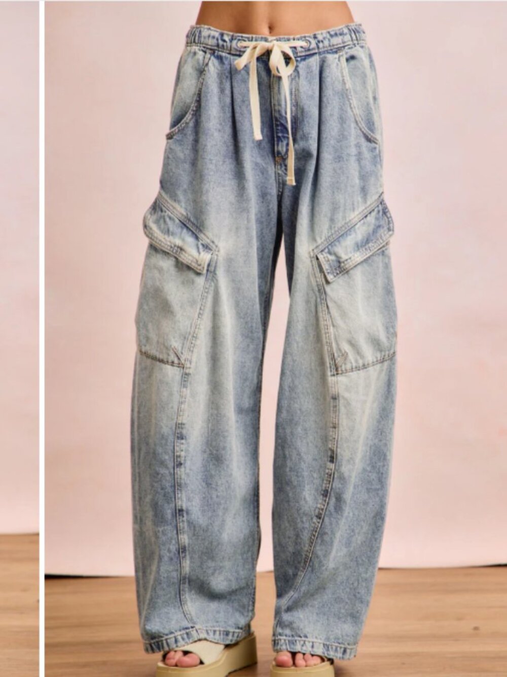 BAGGY BARREL DENIM PANTS WITH CARGO POCKETS SMALL-3X!